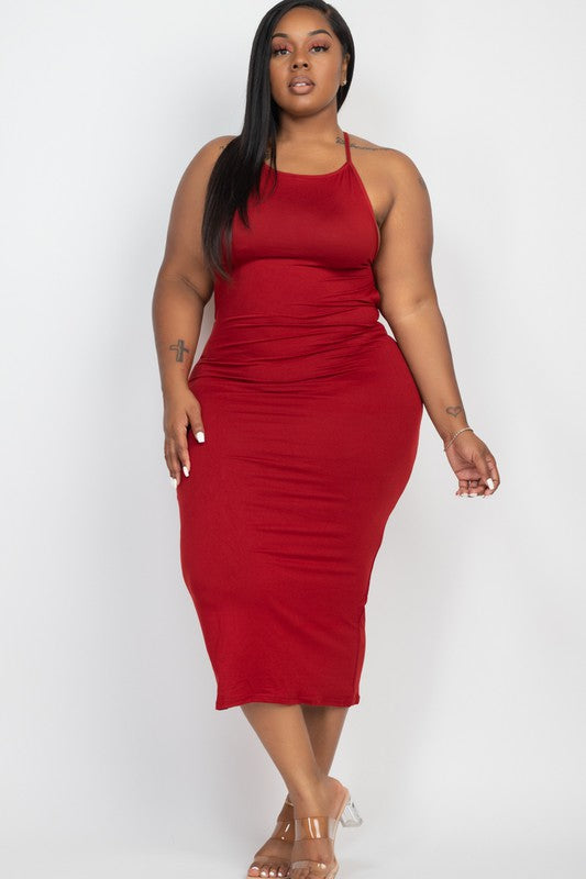 Plus Size Open Back Crisscross Maxi Dress