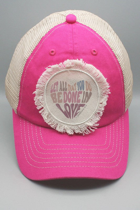 Be Done in Love Heart Light Colored Patch Hat