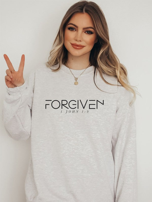 FORGIVEN 1 John 1 9  Cozy Crewneck Sweatshirt