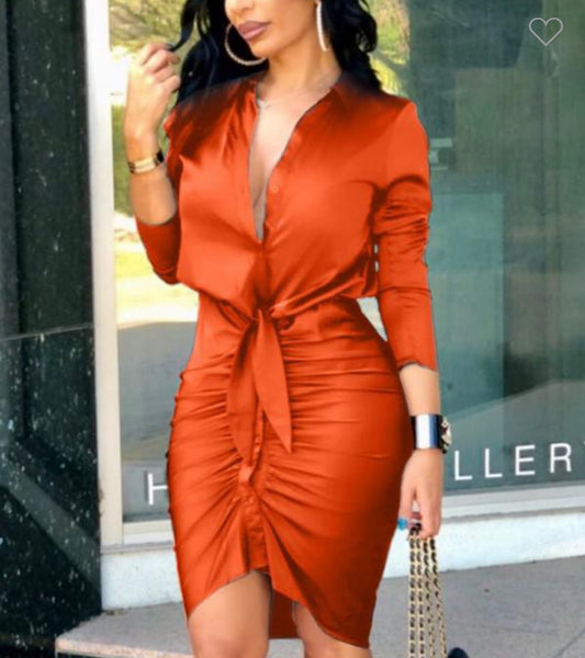 Bat Sleeve Retro Ribbed Casual V Neck bel dresses