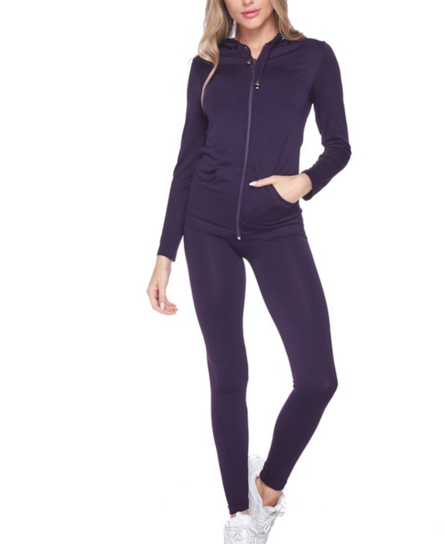 Active wear zip up Hoodies with leggings tight sets