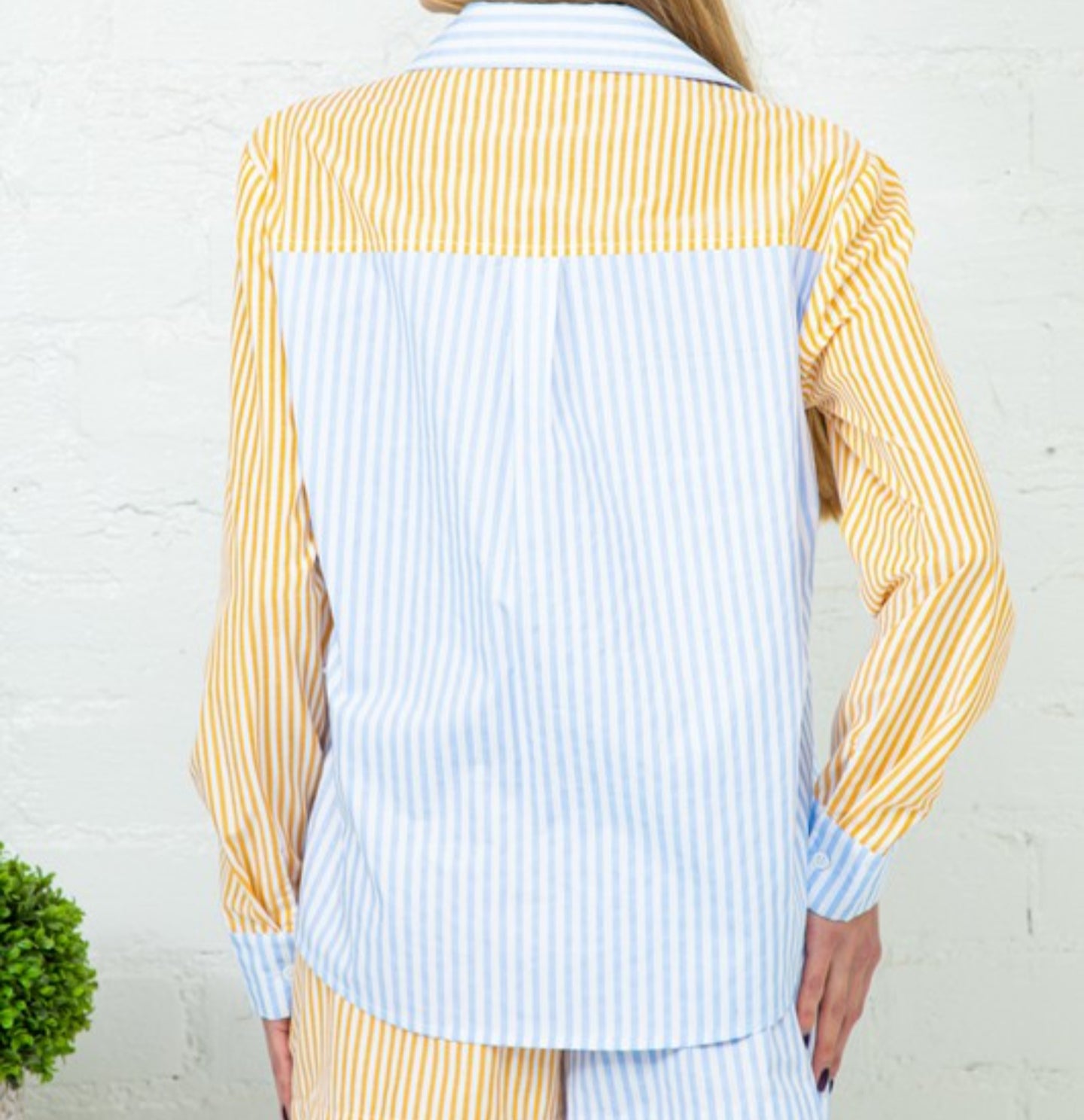 Striped Print  Blouses & Shorts Set