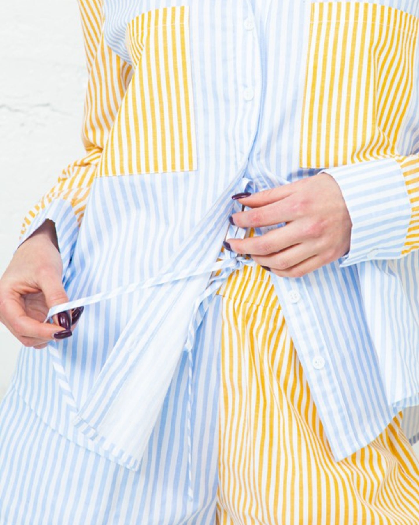 Striped Print  Blouses & Shorts Set