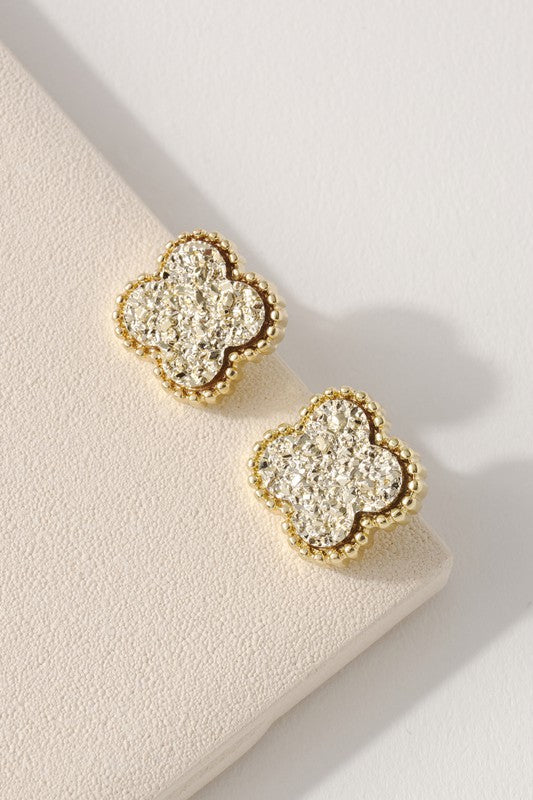 Clover Druzy Stud Earrings