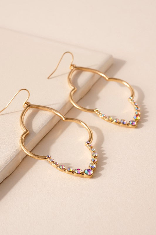 Quatrefoil Rhinestones Dangling Earrings