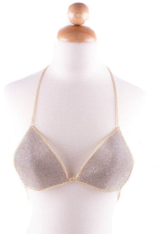 RHINESTNE GOLD BRA