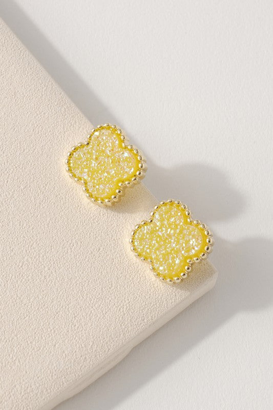 Clover Druzy Stud Earrings