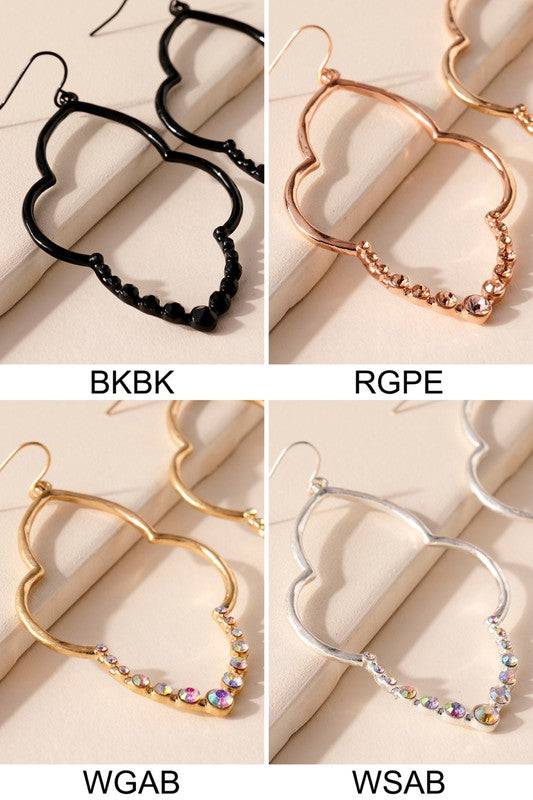 Quatrefoil Rhinestones Dangling Earrings