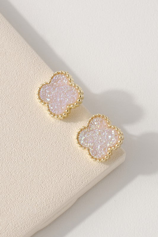 Clover Druzy Stud Earrings