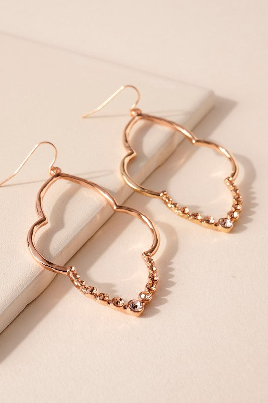 Quatrefoil Rhinestones Dangling Earrings