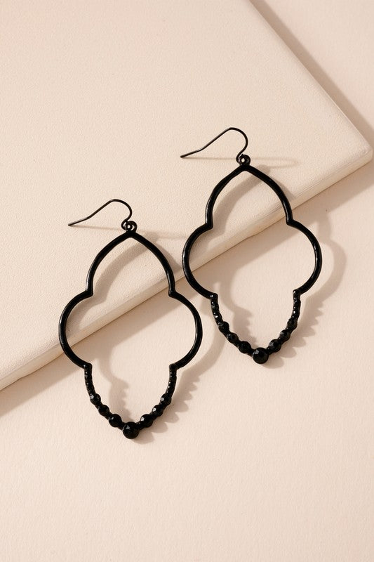 Quatrefoil Rhinestones Dangling Earrings