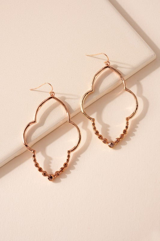 Quatrefoil Rhinestones Dangling Earrings