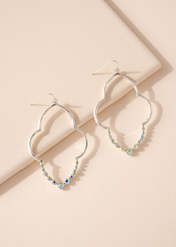 Quatrefoil Rhinestones Dangling Earrings