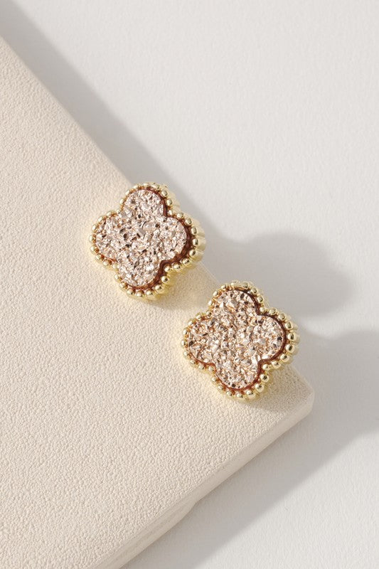 Clover Druzy Stud Earrings