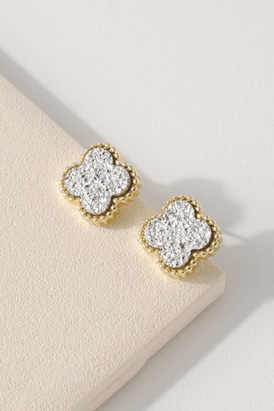 Clover Druzy Stud Earrings