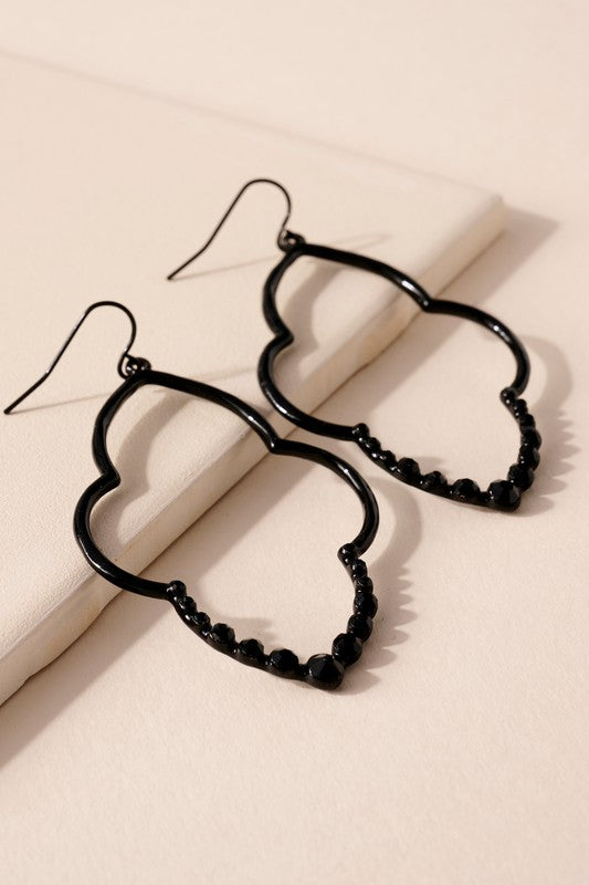 Quatrefoil Rhinestones Dangling Earrings