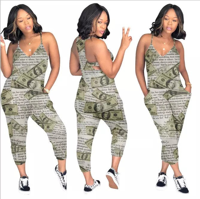 Casual printed one piece jumpsuit