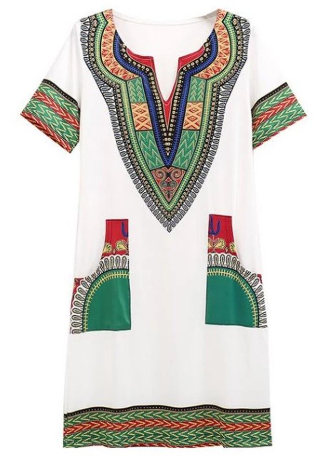 Women's Traditional Tribal African Print National Style Short Sleeve Party