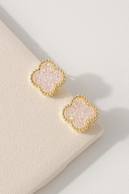 Clover Druzy Stud Earrings