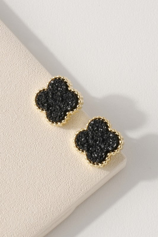 Clover Druzy Stud Earrings