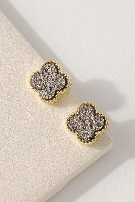 Clover Druzy Stud Earrings